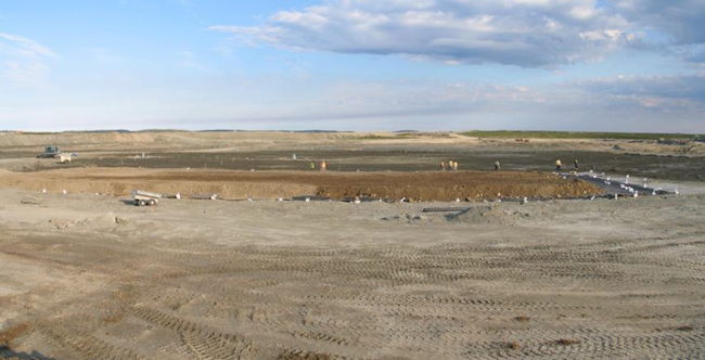 Image of the project pond during the cover process