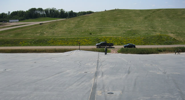 Photo of exposed geomembrane performance