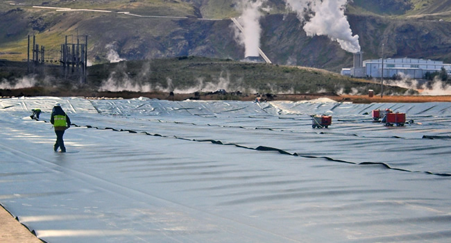 Geomembrane installation image from Solmax