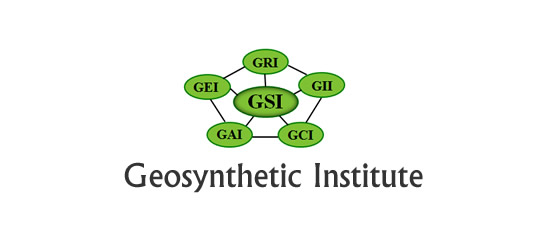 Geosynthetic Institute logo - GSI in center with additional units listed around: GEI, GRI, GII, GCI, and GAI. Used for GSI Fellowships news.