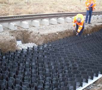 Railway construction subgrade stabilization