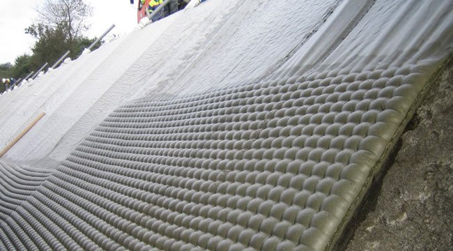 Photo by HUESKER of Incomat geosynthetic concrete mattress