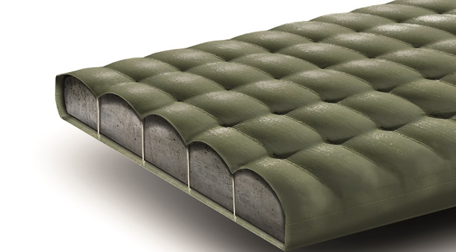 Graphic of HUESKER's Incomat geosynthetic concrete mattress cover