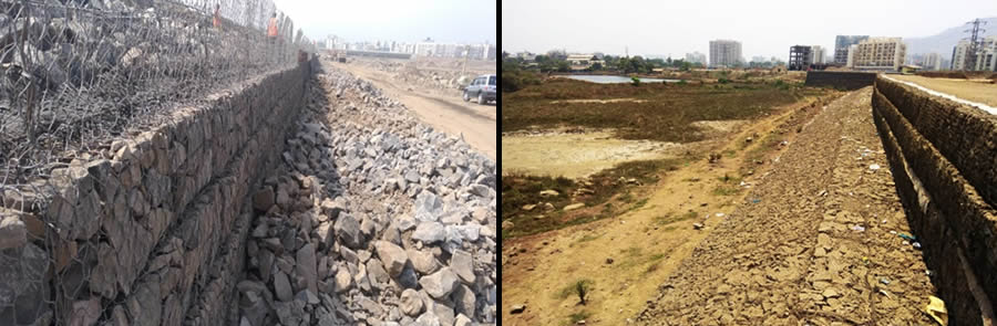 Construction and completion of gabion - reinforced soil wall