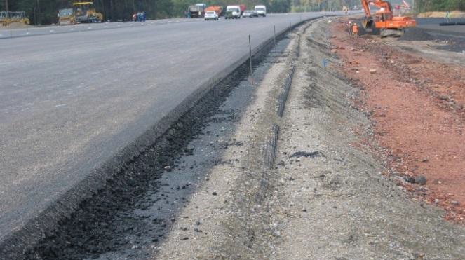 Photo of geogrid stabilization of aggregate base