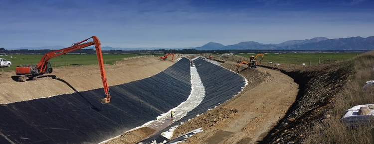 Headrace Canal Photo: Solmax HDPE Geomembrane Installed by Viking Containment in NZ