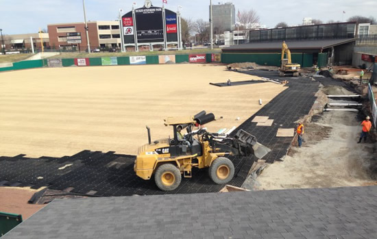 Polymeric Construction Mats Help Save AA Baseball Field after Sinkholes